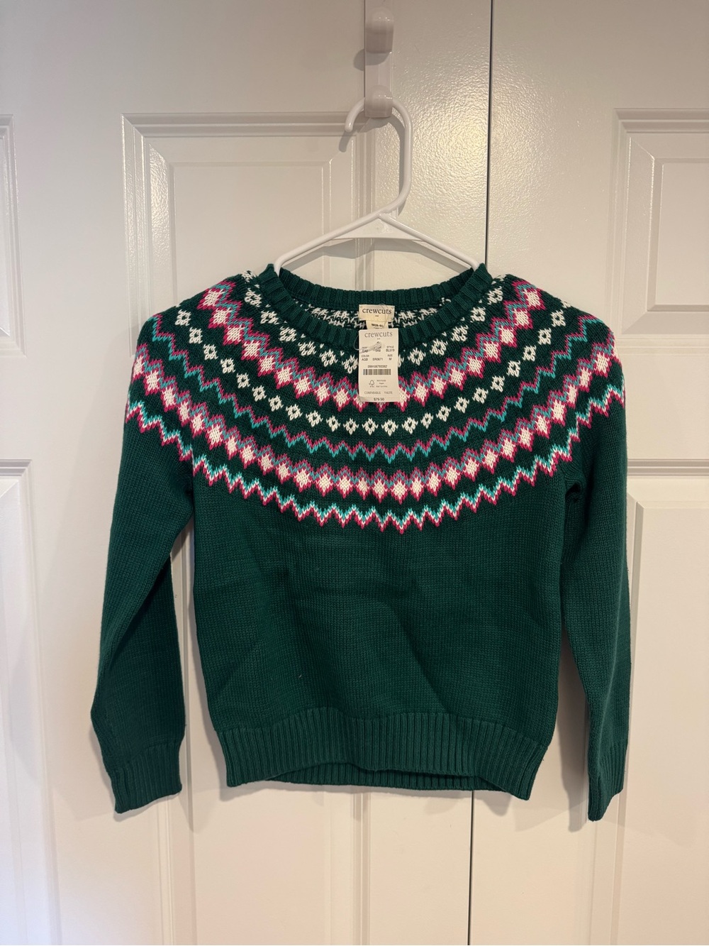 J Crew - Crewcuts Girl's Green Fair Isle Knit Sweater